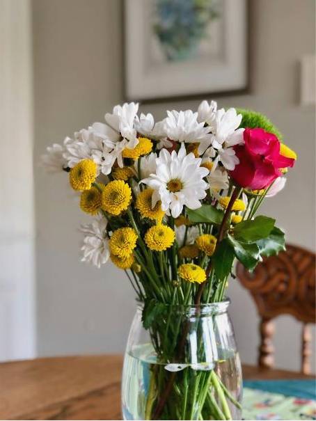 Conditioned flowers ready for class